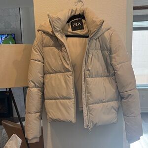 Zara Beige Puffer Jacket